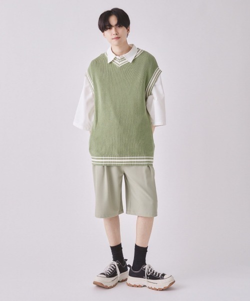 EDEL(エーデル)の「EDEL - タックワイドハーフパンツ(その他パンツ・メンズ・ミント/アイボリー/ブラック・MEDIUM/LARGE)」の5枚目の写真