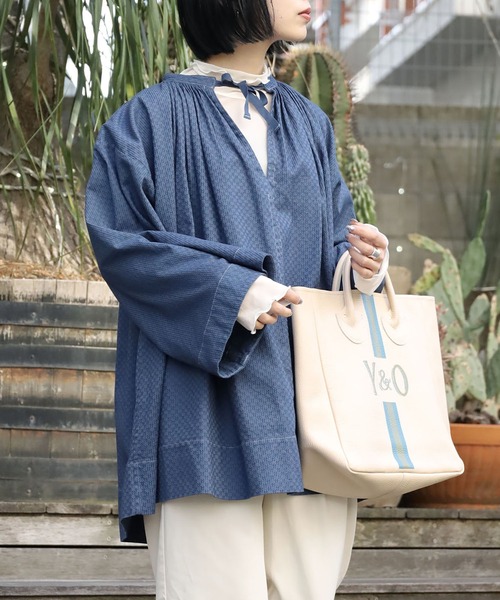 YOUNG&OLSEN The DRYGOODS STORE（ヤングアンドオルセン）の「YOUNG & OLSEN/ヤングアンドオルセン KARAMI MESH FRENCH TUNIC フレンチチュニック リボン ブラウス（シャツ/ブラウス・レディース・ブルー/ホワイト/イエロー・FREE）」の20枚目の写真