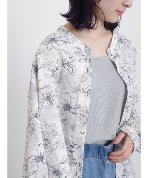 Samansa Mos2 blue(サマンサモスモスブルー)の「前後2wayジャカードテレコタンク(Tシャツ/カットソー・レディース・グレー/ブラック/ベージュ/オフホワイト・LARGE/MEDIUM)」の4枚目の写真