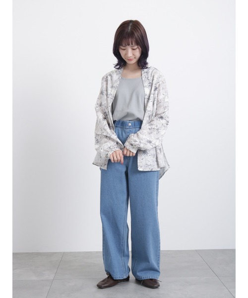 Samansa Mos2 blue(サマンサモスモスブルー)の「前後2wayジャカードテレコタンク(Tシャツ/カットソー・レディース・グレー/ブラック/ベージュ/オフホワイト・LARGE/MEDIUM)」の8枚目の写真
