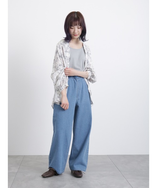 Samansa Mos2 blue(サマンサモスモスブルー)の「前後2wayジャカードテレコタンク(Tシャツ/カットソー・レディース・グレー/ブラック/ベージュ/オフホワイト・LARGE/MEDIUM)」の10枚目の写真