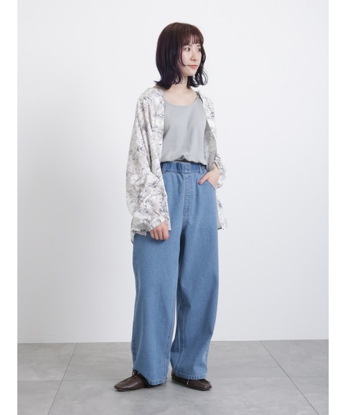 Samansa Mos2 blue(サマンサモスモスブルー)の「前後2wayジャカードテレコタンク(Tシャツ/カットソー・レディース・グレー/ブラック/ベージュ/オフホワイト・LARGE/MEDIUM)」の11枚目の写真