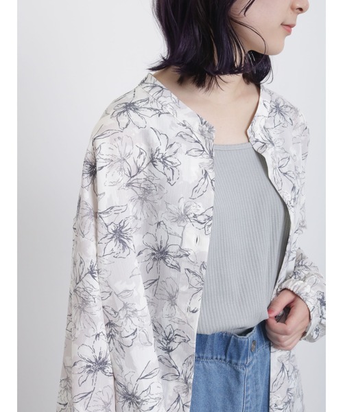 Samansa Mos2 blue(サマンサモスモスブルー)の「前後2wayジャカードテレコタンク(Tシャツ/カットソー・レディース・グレー/ブラック/ベージュ/オフホワイト・LARGE/MEDIUM)」の12枚目の写真