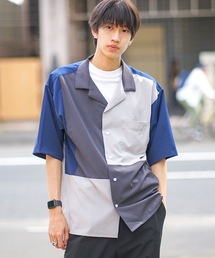 【BLUE STANDARD/ブルースタンダード】消臭 吸水速乾 接触冷感 UVカット ドライ ストレッチ オープンカラー 開襟 シャツ