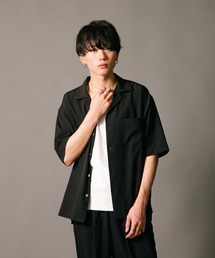 【BLUE STANDARD/ブルースタンダード】消臭 吸水速乾 接触冷感 UVカット ドライ ストレッチ オープンカラー 開襟 シャツ