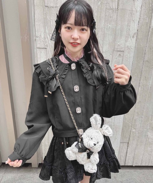 ROJITA(ロジータ)の「レースアップビックカラーブルゾン(ブルゾン・レディース・ピンク/ブラック・FREE)」の15枚目の写真