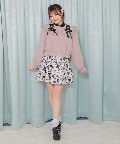 ROJITA(ロジータ)の「レースアップビックカラーブルゾン(ブルゾン・レディース・ピンク/ブラック・FREE)」の7枚目の写真