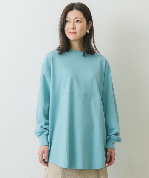 RETRO GIRL(レトロガール)の「袖ロゴBIGロンTee(Tシャツ/カットソー・レディース・ダークグレー/ブルー/イエロー/ホワイト・FREE)」の1枚目の写真