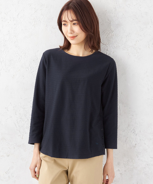 DECOY SINCE 1981(デコイシンスイチキュウハチイチ)の「【オーガニックコットン】ジャガード編みプルオーバー(Tシャツ/カットソー・レディース・グリーン/ネイビー/ホワイト・13号/9号/11号)」の1枚目の写真