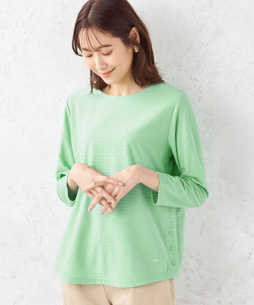 DECOY SINCE 1981(デコイシンスイチキュウハチイチ)の「【オーガニックコットン】ジャガード編みプルオーバー(Tシャツ/カットソー・レディース・グリーン/ネイビー/ホワイト・13号/9号/11号)」の3枚目の写真