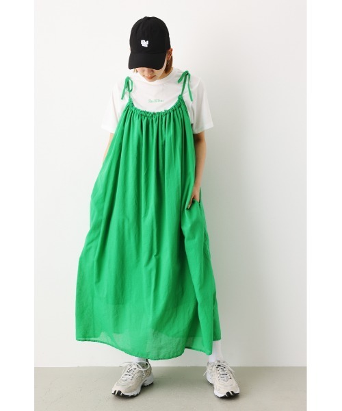 RODEO CROWNS WIDE BOWL(ロデオクラウンズワイドボウル)の「Tシャツ&ギャザーキャミワンピースSET(ワンピース・レディース・ブラック/オレンジ系その他/グリーン/ベージュ系その他・FREE)」の4枚目の写真