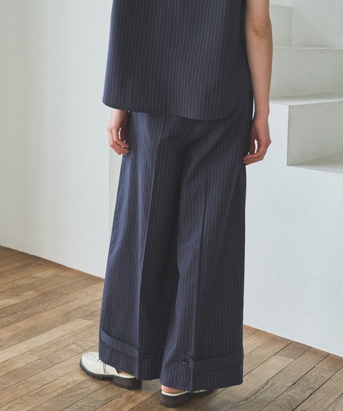 audrey and john wad（オードリーアンドジョンワッド）の「ピンストライプダブルベルトワイドパンツ（その他パンツ・レディース・ネイビー/ブラック/オフホワイト・S/M）」の10枚目の写真