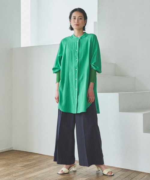 audrey and john wad（オードリーアンドジョンワッド）の「ピンストライプダブルベルトワイドパンツ（その他パンツ・レディース・ネイビー/ブラック/オフホワイト・S/M）」の11枚目の写真