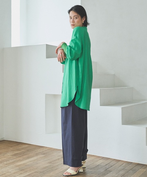 audrey and john wad（オードリーアンドジョンワッド）の「ピンストライプダブルベルトワイドパンツ（その他パンツ・レディース・ネイビー/ブラック/オフホワイト・S/M）」の12枚目の写真