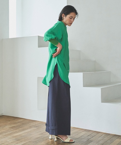 audrey and john wad（オードリーアンドジョンワッド）の「ピンストライプダブルベルトワイドパンツ（その他パンツ・レディース・ネイビー/ブラック/オフホワイト・S/M）」の14枚目の写真