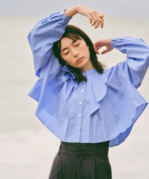 audrey and john wad（オードリーアンドジョンワッド）の「ピンストライプダブルベルトワイドパンツ（その他パンツ・レディース・ネイビー/ブラック/オフホワイト・S/M）」の16枚目の写真