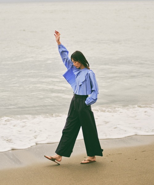 audrey and john wad（オードリーアンドジョンワッド）の「ピンストライプダブルベルトワイドパンツ（その他パンツ・レディース・ネイビー/ブラック/オフホワイト・S/M）」の17枚目の写真