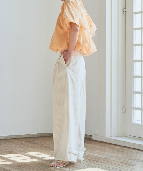 audrey and john wad（オードリーアンドジョンワッド）の「ピンストライプダブルベルトワイドパンツ（その他パンツ・レディース・ネイビー/ブラック/オフホワイト・S/M）」の18枚目の写真