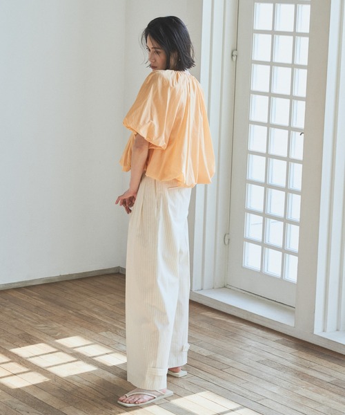 audrey and john wad（オードリーアンドジョンワッド）の「ピンストライプダブルベルトワイドパンツ（その他パンツ・レディース・ネイビー/ブラック/オフホワイト・S/M）」の20枚目の写真