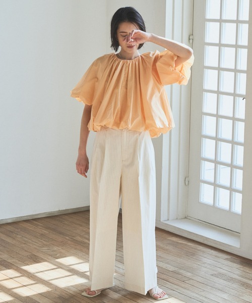 audrey and john wad（オードリーアンドジョンワッド）の「ピンストライプダブルベルトワイドパンツ（その他パンツ・レディース・ネイビー/ブラック/オフホワイト・S/M）」の21枚目の写真