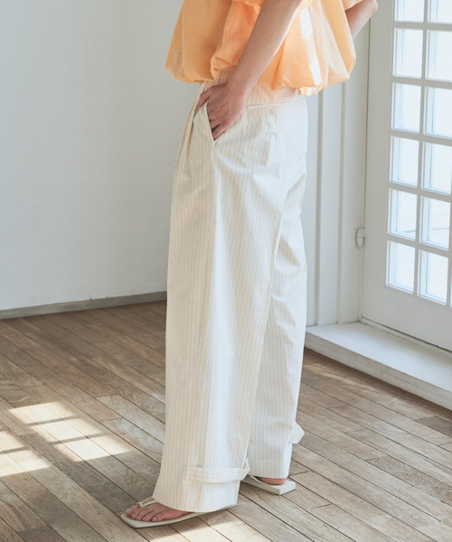 audrey and john wad（オードリーアンドジョンワッド）の「ピンストライプダブルベルトワイドパンツ（その他パンツ・レディース・ネイビー/ブラック/オフホワイト・S/M）」の22枚目の写真