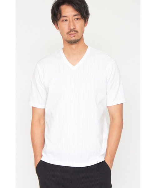 HIGH STREET∴ウェーブJQ半袖VネックTシャツ セール】HIGH STREET∴ウェーブJQ半袖VネックTシャツ（Tシャツ
