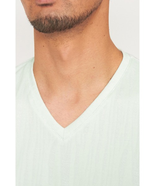 HIGH STREET(ハイストリート)の「HIGH STREET∴ウェーブJQ半袖VネックTシャツ(Tシャツ/カットソー・メンズ・ホワイト/ライトグリーン/ブルー系2・M/L/LL)」の17枚目の写真