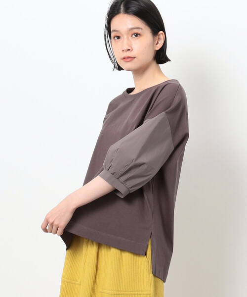 ONIGIRI(オニギリ)の「ボリュームスリーブ Tシャツ(Tシャツ/カットソー・レディース・オフホワイト/ネイビー/イエロー/ブラウン・FREE)」の3枚目の写真