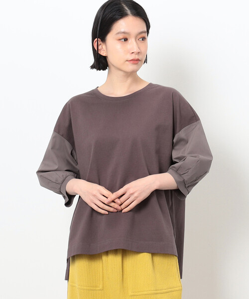ONIGIRI(オニギリ)の「ボリュームスリーブ Tシャツ(Tシャツ/カットソー・レディース・オフホワイト/ネイビー/イエロー/ブラウン・FREE)」の8枚目の写真