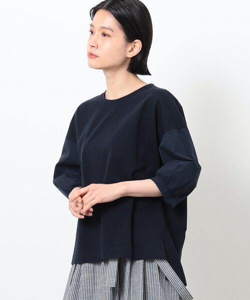 ONIGIRI(オニギリ)の「ボリュームスリーブ Tシャツ(Tシャツ/カットソー・レディース・オフホワイト/ネイビー/イエロー/ブラウン・FREE)」の10枚目の写真