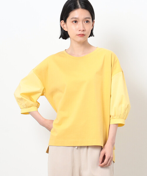 ONIGIRI(オニギリ)の「ボリュームスリーブ Tシャツ(Tシャツ/カットソー・レディース・オフホワイト/ネイビー/イエロー/ブラウン・FREE)」の14枚目の写真