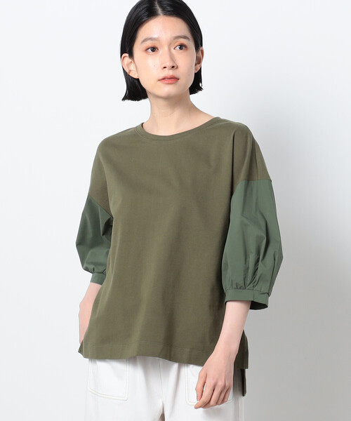 ONIGIRI(オニギリ)の「ボリュームスリーブ Tシャツ(Tシャツ/カットソー・レディース・オフホワイト/ネイビー/イエロー/ブラウン・FREE)」の16枚目の写真