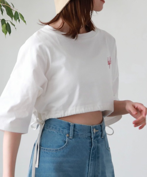 archives（アルシーヴ）の「ドロストＴシャツ（Tシャツ/カットソー・レディース・ブラック/ホワイト/オフホワイト・MEDIUM）」の5枚目の写真