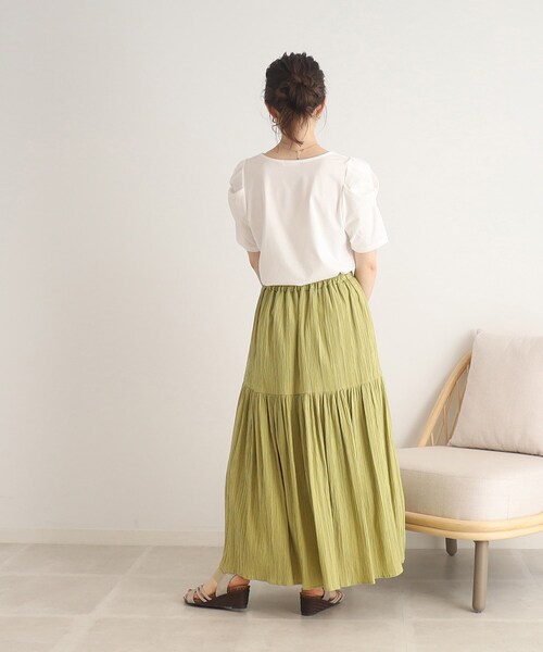 DRESKIP（ドレスキップ）の「◆【接触冷感】一枚でキマるツイストスリーブTシャツ（Tシャツ/カットソー・レディース・オフホワイト/ブラック/ライトグレー/ピンク系・02/03/04）」の7枚目の写真