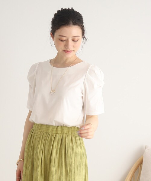 DRESKIP（ドレスキップ）の「◆【接触冷感】一枚でキマるツイストスリーブTシャツ（Tシャツ/カットソー・レディース・オフホワイト/ブラック/ライトグレー/ピンク系・02/03/04）」の9枚目の写真