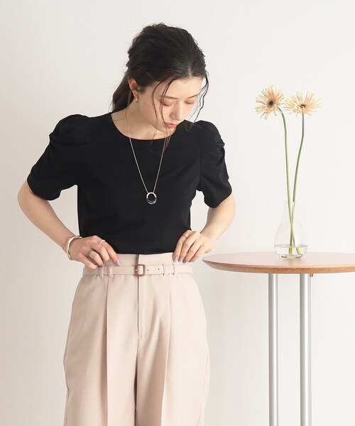 DRESKIP（ドレスキップ）の「◆【接触冷感】一枚でキマるツイストスリーブTシャツ（Tシャツ/カットソー・レディース・オフホワイト/ブラック/ライトグレー/ピンク系・02/03/04）」の21枚目の写真