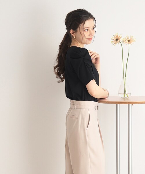 DRESKIP（ドレスキップ）の「◆【接触冷感】一枚でキマるツイストスリーブTシャツ（Tシャツ/カットソー・レディース・オフホワイト/ブラック/ライトグレー/ピンク系・02/03/04）」の22枚目の写真