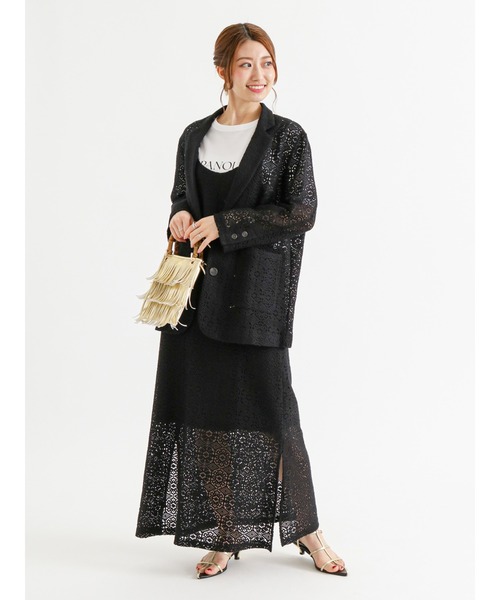 Te chichi（テチチ）の「クロッシェ風レースキャミワンピース（ワンピース・レディース・ブラック/オフホワイト・ﾌﾘ-）」の7枚目の写真