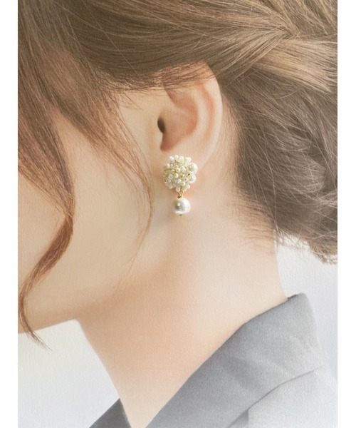 tone（トーン）の「【Hi-na】ミックスカラーつぶビーズ×コットンパール　ピアス(MA)（ピアス（両耳用）・レディース・イエロー/レッド/ホワイト・FREE）」の13枚目の写真