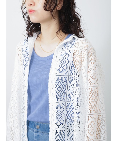 Samansa Mos2 blue（サマンサモスモスブルー）の「ランダムテレコタンクトップ（タンクトップ・レディース・ブラック/オフホワイト/ブルー・MEDIUM/LARGE）」の8枚目の写真