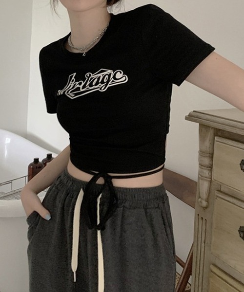 HALEY PESCA(ヘーリーペスカ)の「HALEY PESCA/ウエストデザイン ロゴTシャツ(Tシャツ/カットソー・レディース・ブラック/アイボリー・MEDIUM/LARGE)」の15枚目の写真