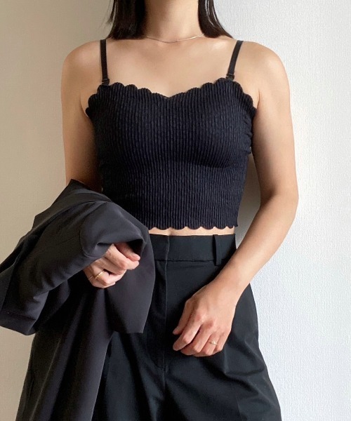 AMAIL(アマイル)の「Lace pat cami(キャミソール・レディース・ホワイト/ブラック・FREE)」の2枚目の写真