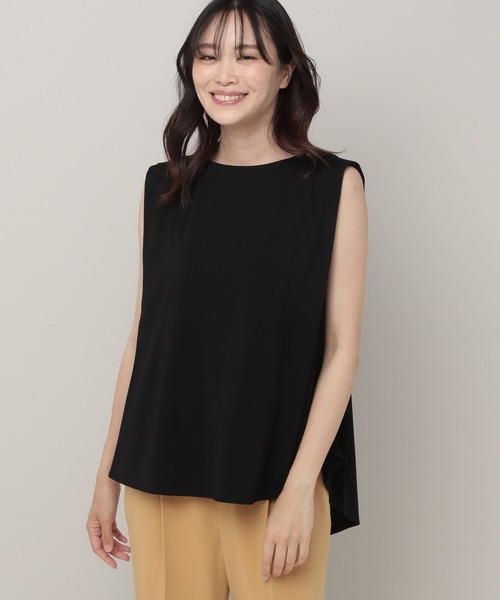 Elura（エルーラ）の「ドレスアップノースリーブTシャツ（Tシャツ/カットソー・レディース・ブラック/ホワイト/グリーン/グレイッシュベージュ・LARGE/MEDIUM/SMALL）」の2枚目の写真