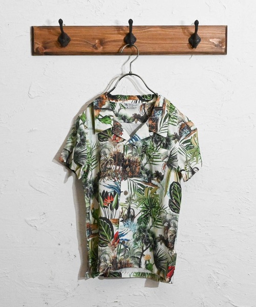 Anytime Songs（エニータイムソングス）の「アロハシャツ（シャツ/ブラウス・キッズ・オフホワイト/ブラック系その他3/ネイビー/ホワイト系その他/ブラック系その他2/ブラック系その他/ホワイト系その他5/ホワイト系その他2/ブラック/ホワイト系その他4/ホワイト系その他3/ネイビー系・140/150/160）」の2枚目の写真