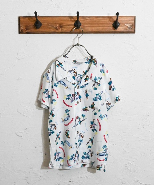 Anytime Songs（エニータイムソングス）の「アロハシャツ（シャツ/ブラウス・キッズ・オフホワイト/ブラック系その他3/ネイビー/ホワイト系その他/ブラック系その他2/ブラック系その他/ホワイト系その他5/ホワイト系その他2/ブラック/ホワイト系その他4/ホワイト系その他3/ネイビー系・140/150/160）」の4枚目の写真