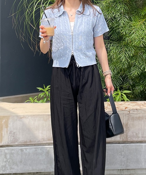 LE MORE（リモア）の「ケーブルショートWジップニット（ニット/セーター・レディース・ブルー/グレー/アイボリー/ブラック/ピンク・FREE）」の11枚目の写真