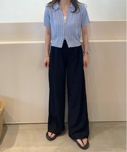 LE MORE（リモア）の「ケーブルショートWジップニット（ニット/セーター・レディース・ブルー/グレー/アイボリー/ブラック/ピンク・FREE）」の16枚目の写真