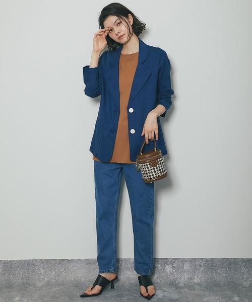 SMILE ORCHID(スマイルオーキッド)の「リネン混テーラードジャケット(テーラードジャケット・レディース・ピンク/ネイビー/ベージュ/ブルー/アイボリー・M)」の12枚目の写真