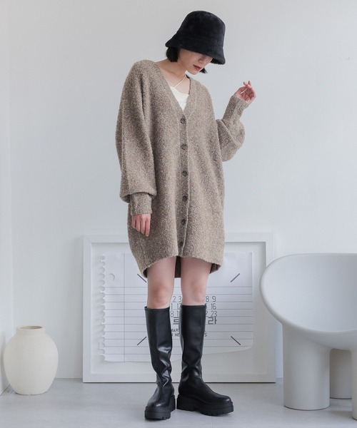 LOWRYS FARM（ローリーズファーム）の「２ＷＡＹＢＩＧカーディガンミニワンピース　968621（チュニック・レディース・アイボリー/ブラウン系その他/ブラウン/グレー/パープル・FREE）」の14枚目の写真