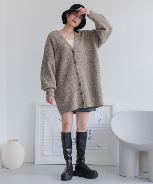 LOWRYS FARM（ローリーズファーム）の「２ＷＡＹＢＩＧカーディガンミニワンピース　968621（チュニック・レディース・アイボリー/ブラウン系その他/ブラウン/グレー/パープル・FREE）」の15枚目の写真